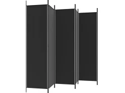 Biombo-Biombo divisor de 6 paneles de tela 300x200 cm ES387572 Negro