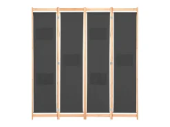 Biombo-Biombo divisor de 4 paneles de tela 160x170x4 cm ES754646 Gris