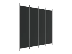 Biombo divisor de 4 paneles de tela 200x200 cm ES949577 Negro Discount