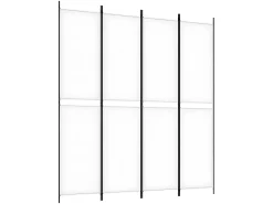 Biombo divisor de 4 paneles de tela 200x220 cm ES658641 Blanco