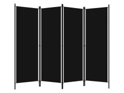 Biombo divisor de 4 paneles 200x180 cm ES200897 Negro