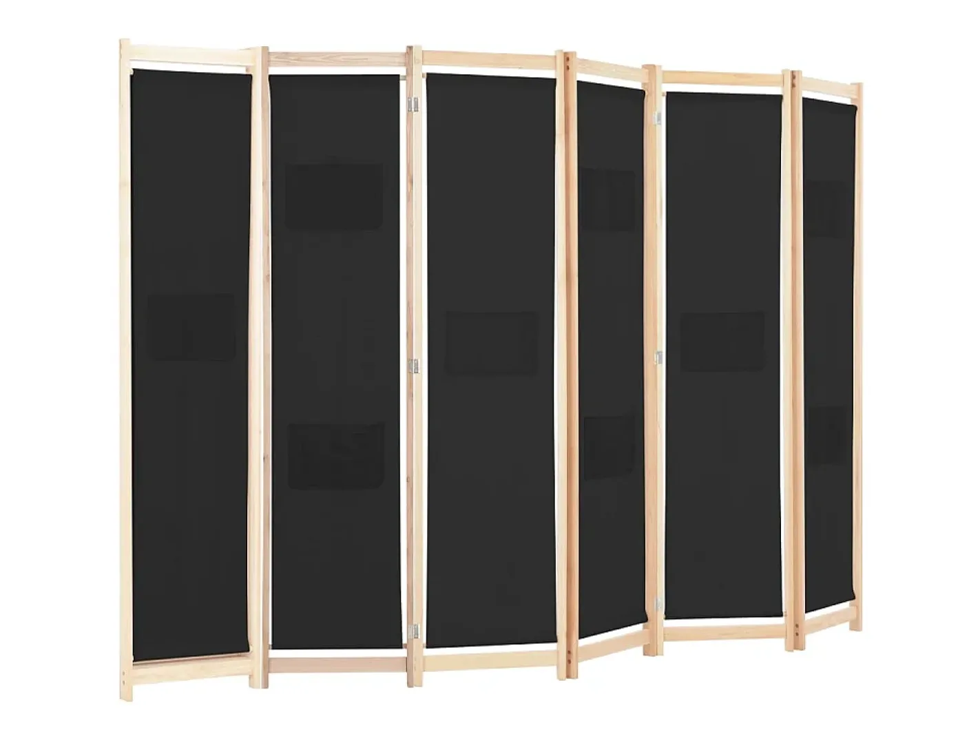 Biombo divisor de 6 paneles de tela 240x170x4 cm ES874972 Negro Best