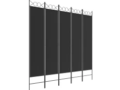 Biombo divisor de 5 paneles de tela 200x200 cm ES190424 Negro