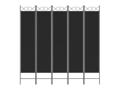 Biombo divisor de 5 paneles de tela 200x200 cm ES190424 Negro