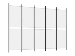 Biombo divisor de 5 paneles de tela 250x180 cm ES185344 Blanco