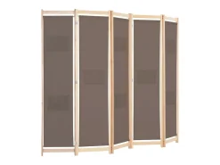 Biombo-Biombo divisor de 5 paneles de tela marrón 200x170x4 cm ES236538 Marru00f3n