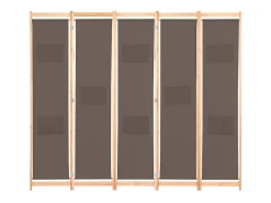 Biombo-Biombo divisor de 5 paneles de tela marrón 200x170x4 cm ES236538 Marru00f3n