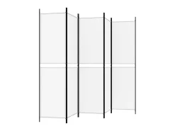 Biombo-Biombo divisor de 5 paneles de tela 250x200 cm ES484061 Blanco
