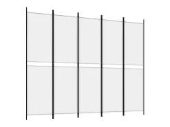 Biombo-Biombo divisor de 5 paneles de tela 250x200 cm ES484061 Blanco