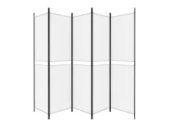Biombo-Biombo divisor de 5 paneles de tela 250x200 cm ES484061 Blanco