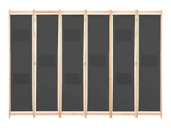 Biombo divisor de 6 paneles de tela 240x170x4 cm ES615698 Gris
