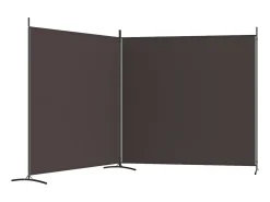 Biombo divisor de 2 paneles de tela marrón 348x180 cm ES833820 Marru00f3n Outlet
