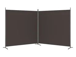 Biombo divisor de 2 paneles de tela marrón 348x180 cm ES833820 Marru00f3n Outlet