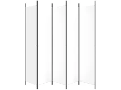 Biombo-Biombo divisor de 5 paneles de tela 250x220 cm ES742905 Blanco