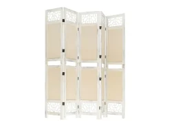 Biombo divisor de 5 paneles de tela color 175x165 cm ES290717 Crema Clearance