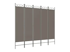 New Biombo divisor de 5 paneles de tela 200x200 cm ES203683 Gris antracita