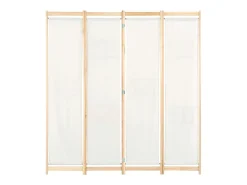 New Biombo divisor de 4 paneles de tela color 160x170x4 cm ES501179 Crema