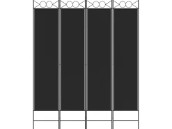 Biombo-Biombo divisor de 4 paneles de tela 160x200 cm ES639537 Negro