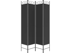 Biombo-Biombo divisor de 4 paneles de tela 160x200 cm ES639537 Negro