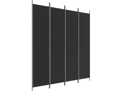 Biombo-Biombo divisor de 4 paneles de tela 200x220 cm ES647044 Negro