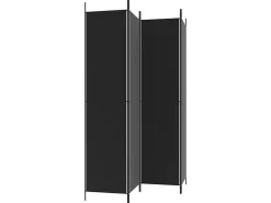 Biombo-Biombo divisor de 4 paneles de tela 200x220 cm ES647044 Negro