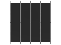 Biombo-Biombo divisor de 4 paneles de tela 200x220 cm ES647044 Negro