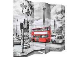 Biombo-Biombo divisor plegable 228x170 cm bus Londres blanco y negro ES730314 Multicolor