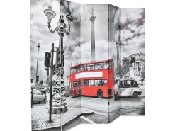 Biombo divisor plegable 200x170 cm bus Londres blanco y negro ES479217 Multicolor