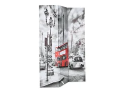 Biombo divisor plegable 120x170 cm bus Londres blanco y negro ES147217 Multicolor Hot
