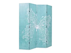 Biombo divisor plegable 160x170 cm mariposa ES378045 Azul Discount