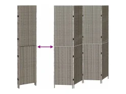 Clearance Biombo 195 x 180 cm poliratán Gris