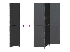 Biombo 146 x 180 cm. polirratán Negro Clearance