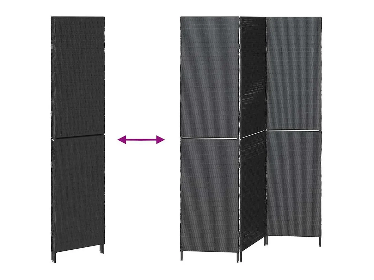 Biombo 146 x 180 cm. polirratán Negro Clearance