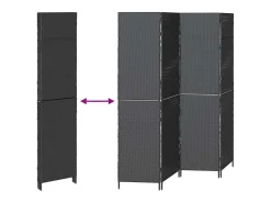 Outlet Biombo 195 x 180 cm poliratán Negro