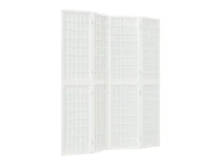 Biombo-Biombo plegable con 4 paneles estilo japonés 160x170 cm ES654972 Blanco