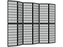 Biombo plegable con 6 paneles estilo japonés 240x170 cm ES947505 Negro Best
