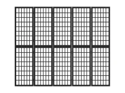 Biombo-Biombo plegable con 5 paneles estilo japonés 200x170 cm ES664079 Negro