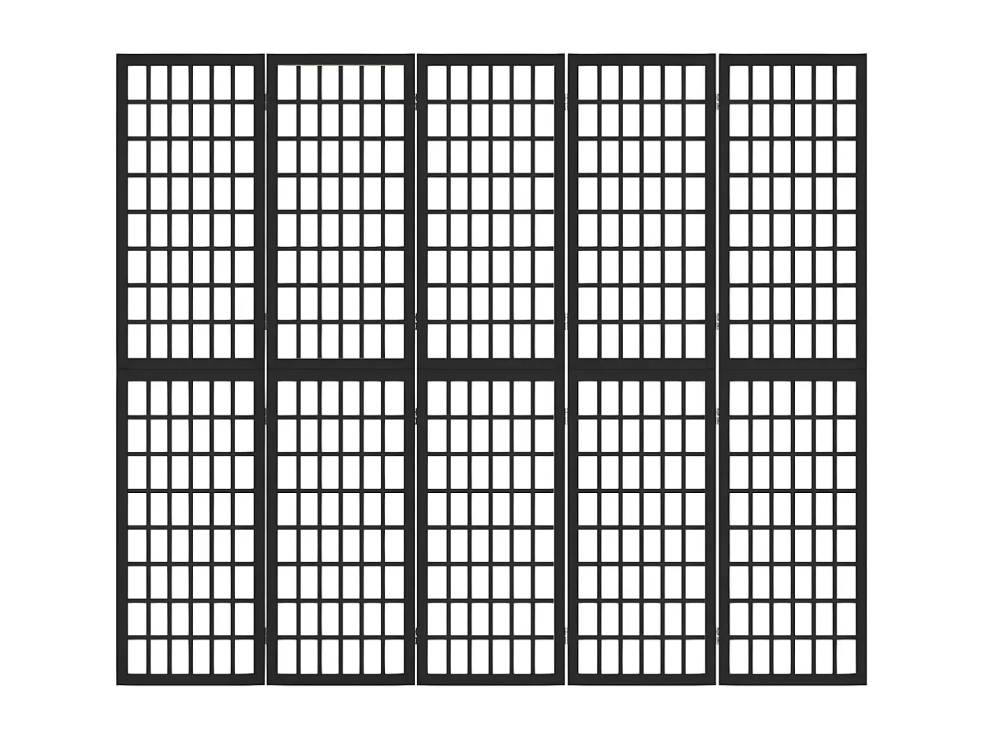 Biombo-Biombo plegable con 5 paneles estilo japonés 200x170 cm ES664079 Negro