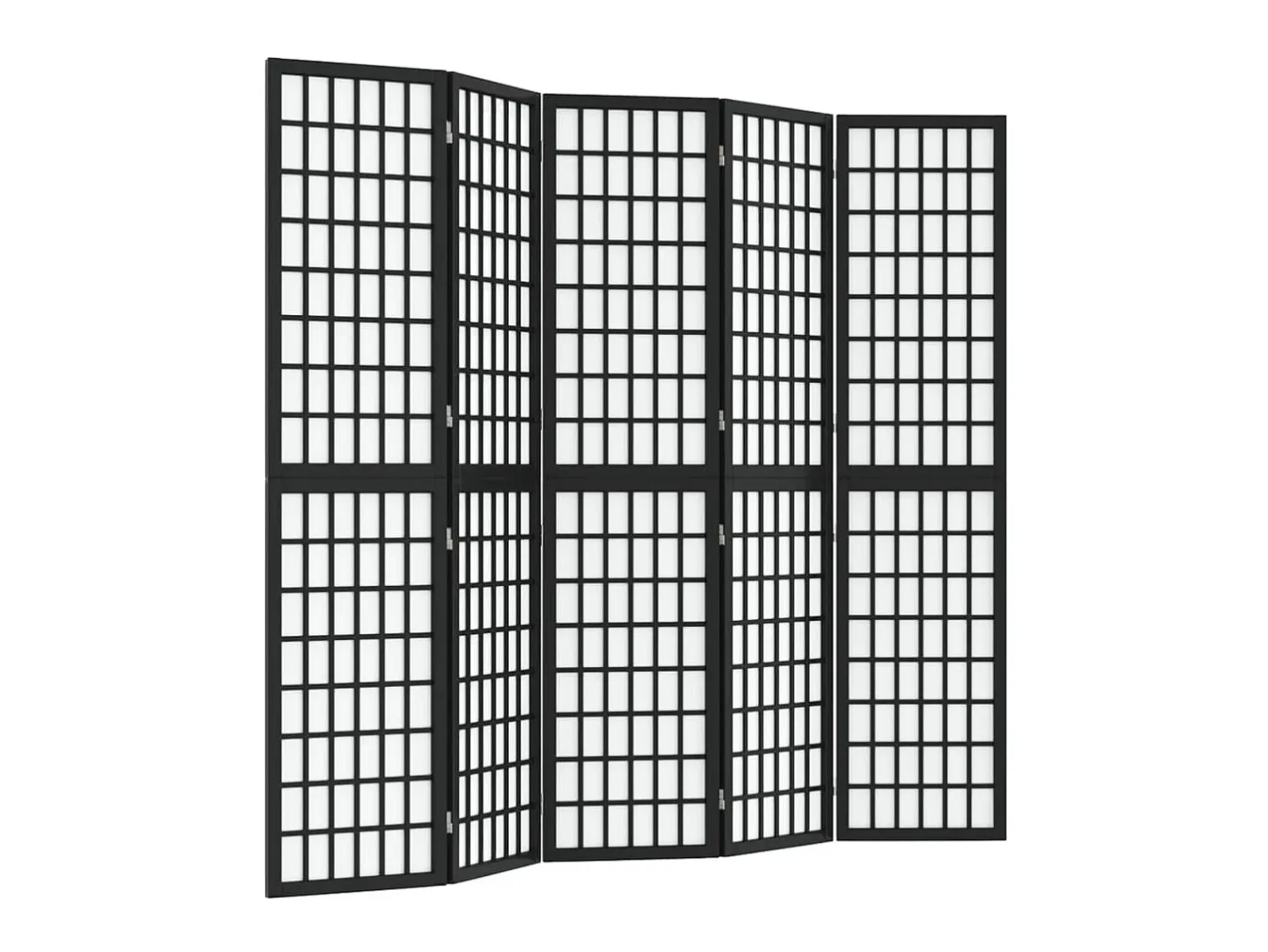 Biombo-Biombo plegable con 5 paneles estilo japonés 200x170 cm ES664079 Negro