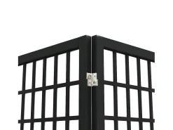 Biombo-Biombo plegable con 5 paneles estilo japonés 200x170 cm ES664079 Negro