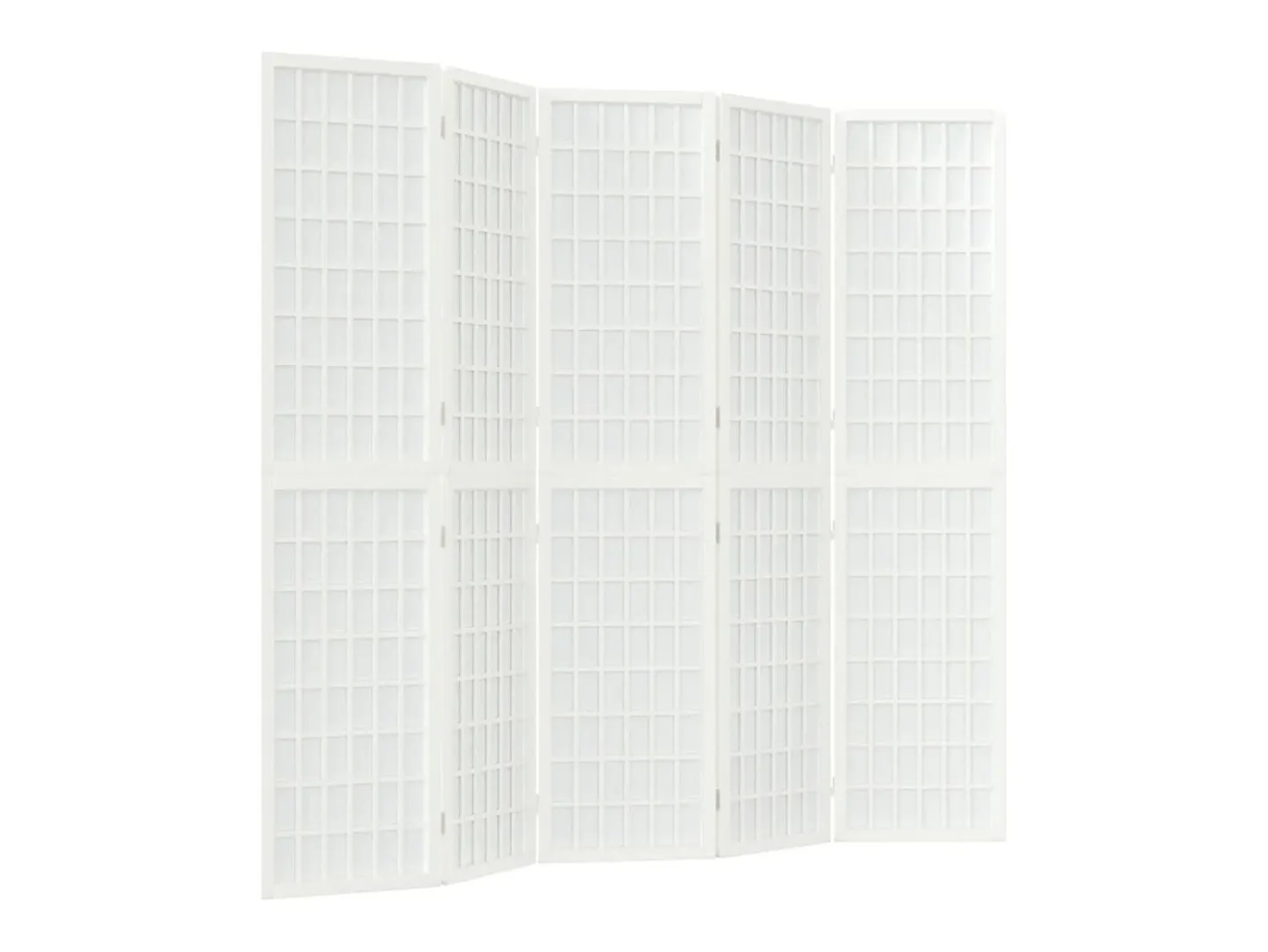 Biombo-Biombo plegable con 5 paneles estilo japonés 200x170 cm ES272783 Blanco