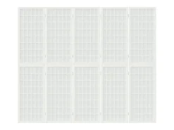 Biombo-Biombo plegable con 5 paneles estilo japonés 200x170 cm ES272783 Blanco