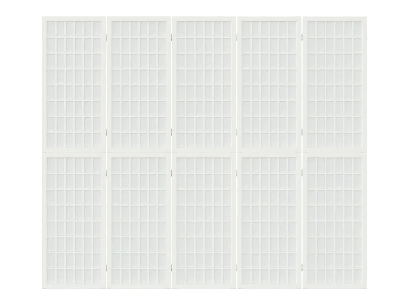 Biombo-Biombo plegable con 5 paneles estilo japonés 200x170 cm ES272783 Blanco