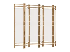 Biombo-Biombo plegable de 6 paneles bambú y lona 240 cm ES532215 Crema