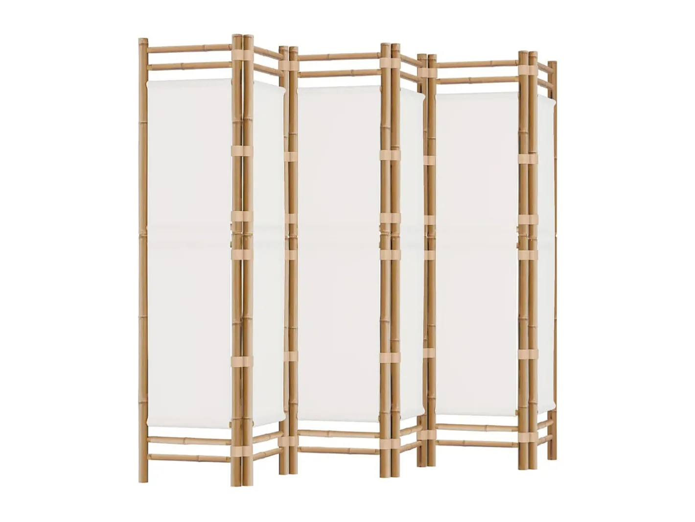 Biombo-Biombo plegable de 6 paneles bambú y lona 240 cm ES532215 Crema