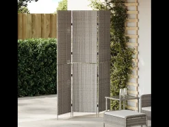 Biombo plegable de 3 paneles 147x180 cm ratán sintético Gris
