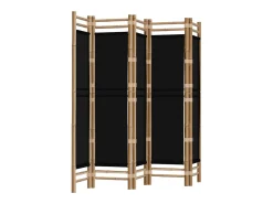 Best Biombo plegable de 5 paneles bambú y lona 200 cm ES743429 Negro