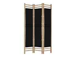 Hot Biombo plegable de 3 paneles bambú y lona 120 cm ES190739 Negro