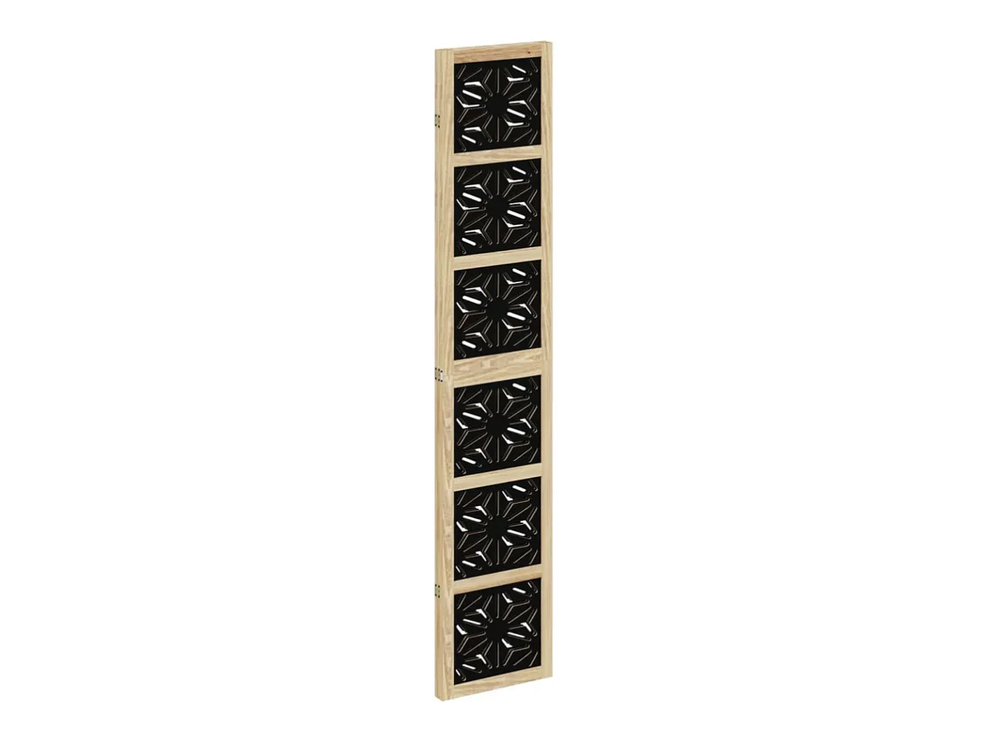 Biombo separador 3 paneles madera maciza Paulownia marrón negro ES416177 Marru00f3n