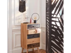 Hot Atmosphera Biombo Separador Ambientes 3 Paneles Madera Akira Salón Dormitorio Negro